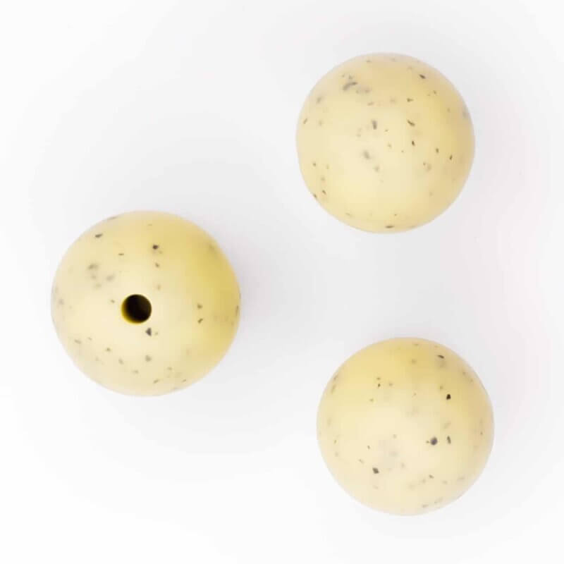 Silicone beads 15 mm bpa free baby safe pacifier cord speckle light yellow