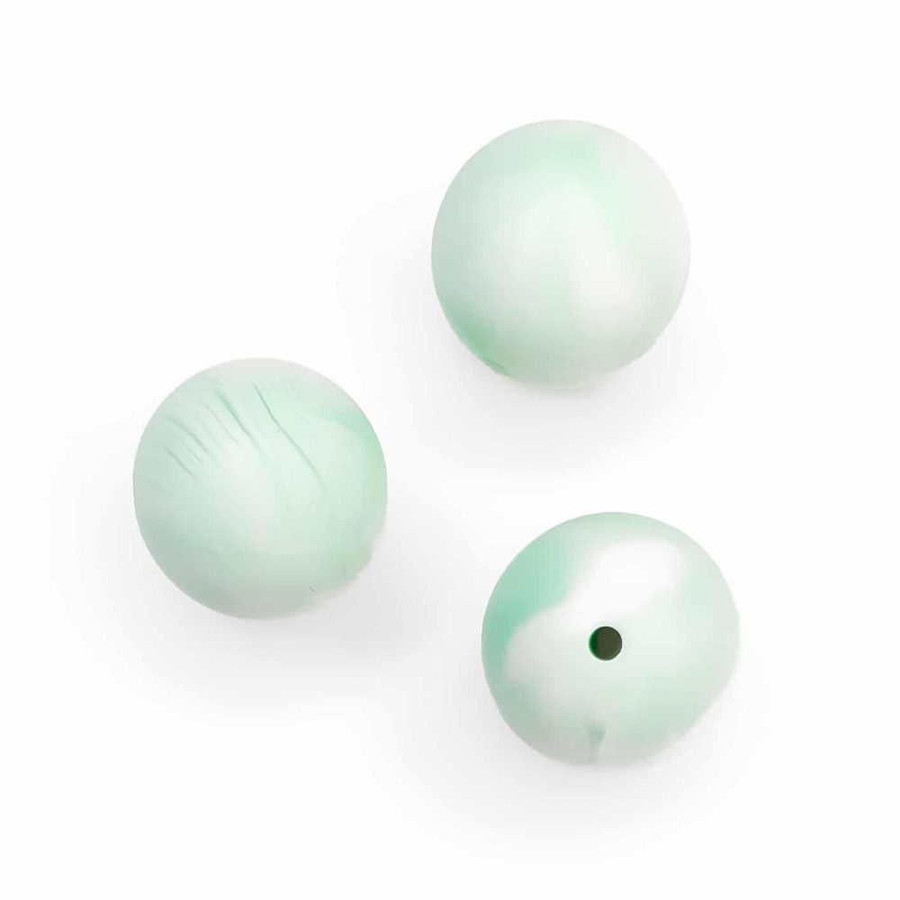 Siliconen kralen 19 mm bpa vrij baby veilig speenkoord marmer licht mint groen