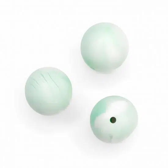 Siliconen kralen 19 mm bpa vrij baby veilig speenkoord marmer licht mint groen