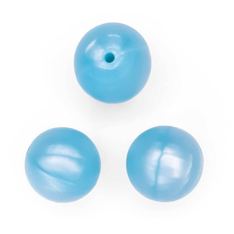 Silicone beads 19 mm bpa free baby safe pacifier cord metallic ice blue