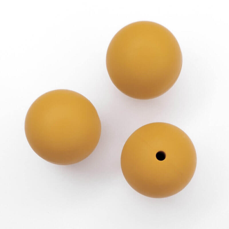 Silicone beads 19 mm bpa free baby safe pacifier cord ochre yellow