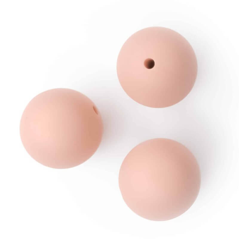 Silicone beads 19 mm bpa free baby safe pacifier cord peach nude