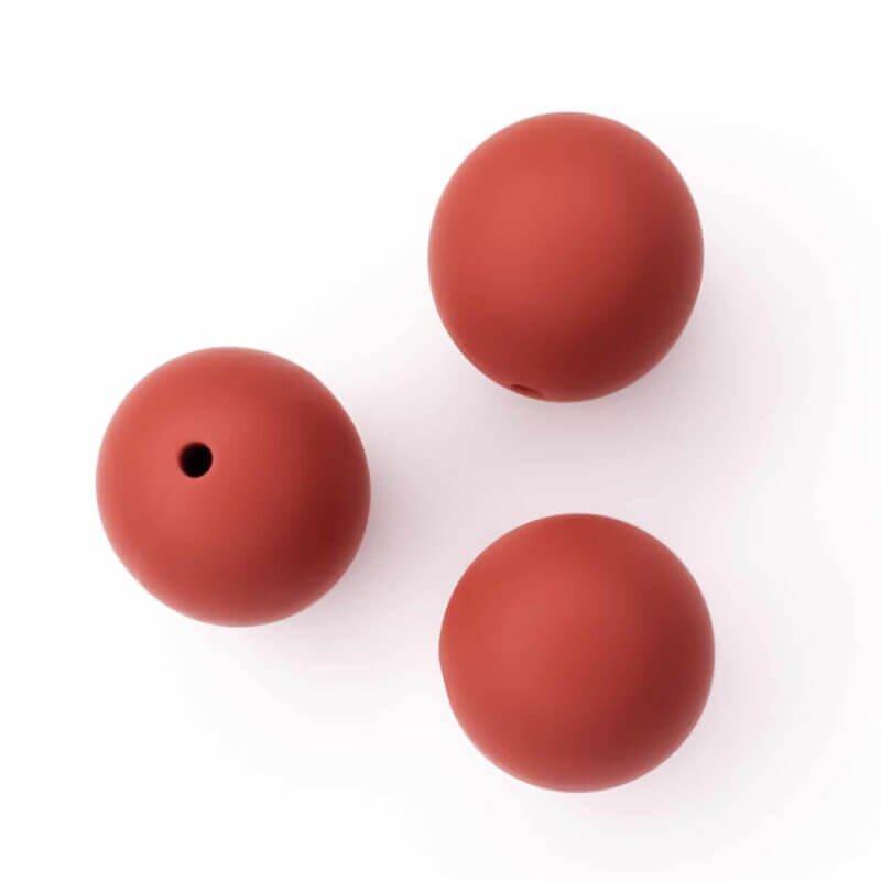 Silicone beads 19 mm bpa free baby safe pacifier cord stone red