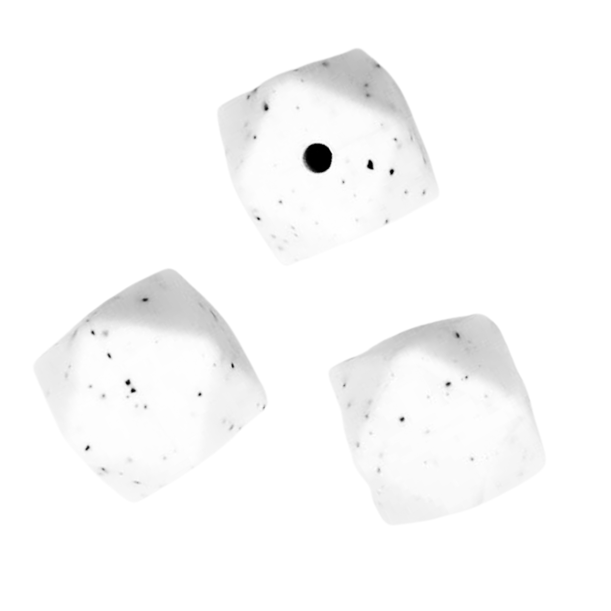 Siliconen kralen - Hexagon - 14 mm - Wit met Spikkels
