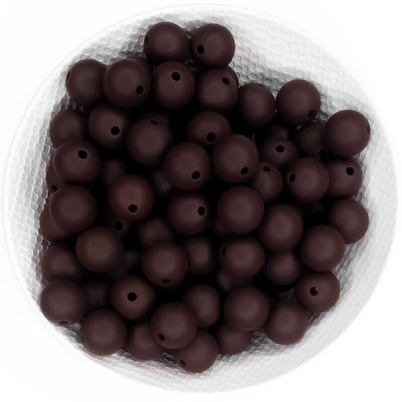Silicone beads choco brown baby safe bpa free 12 mm