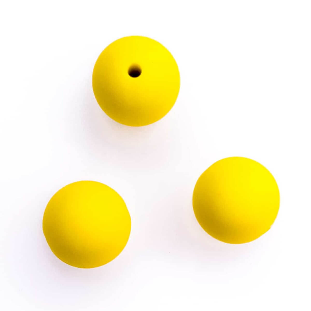 Silicone beads bright yellow 15 mm round bpa free