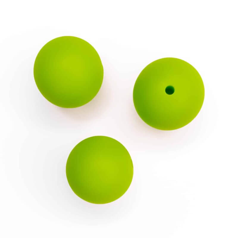 Silicone beads bright green 19 mm round