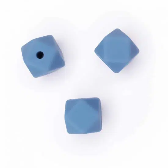 Siliconen kralen hexagon 11 mm poeder blauw bpa vrij baby veilig