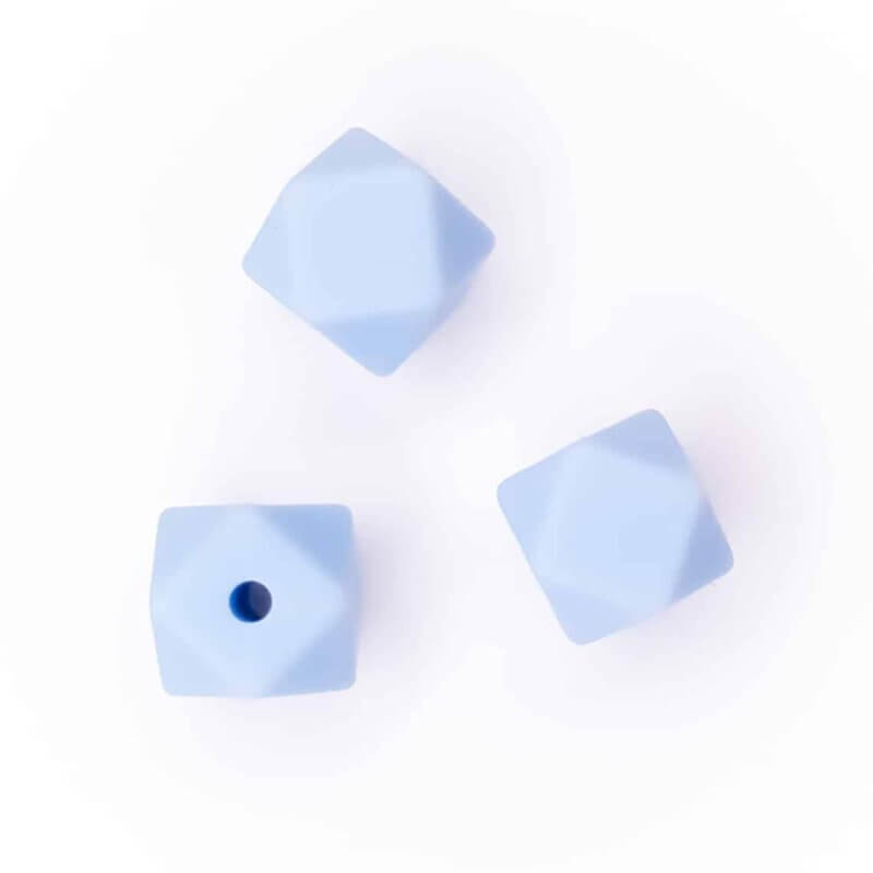 Silicone beads hexagon 11 mm powder light blue bpa free bag hanger