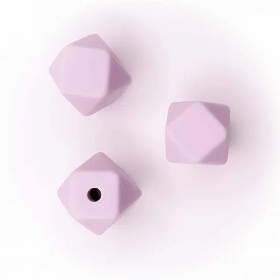 Siliconen kralen hexagon 11 mm poeder lila baby veilig