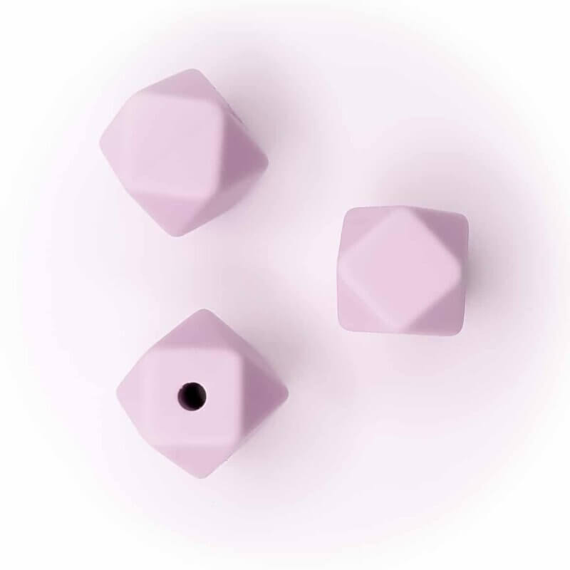 Silicone beads hexagon 11 mm powder lilac baby safe