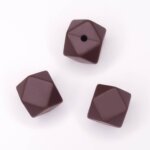 Siliconen kralen hexagon 14 mm choco