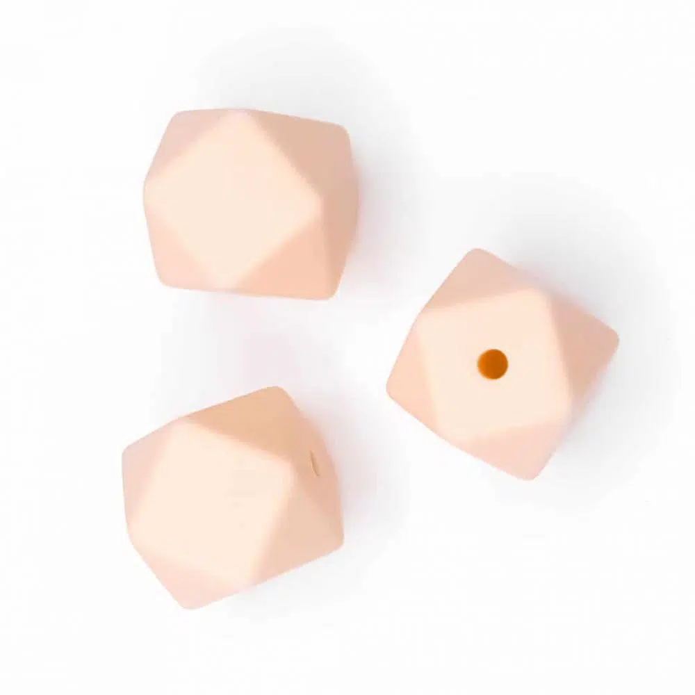 Siliconen kralen hexagon abrikoos bpa vrij kind veilig