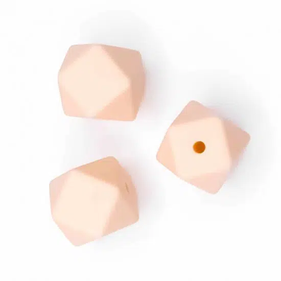 Siliconen kralen hexagon abrikoos bpa vrij kind veilig