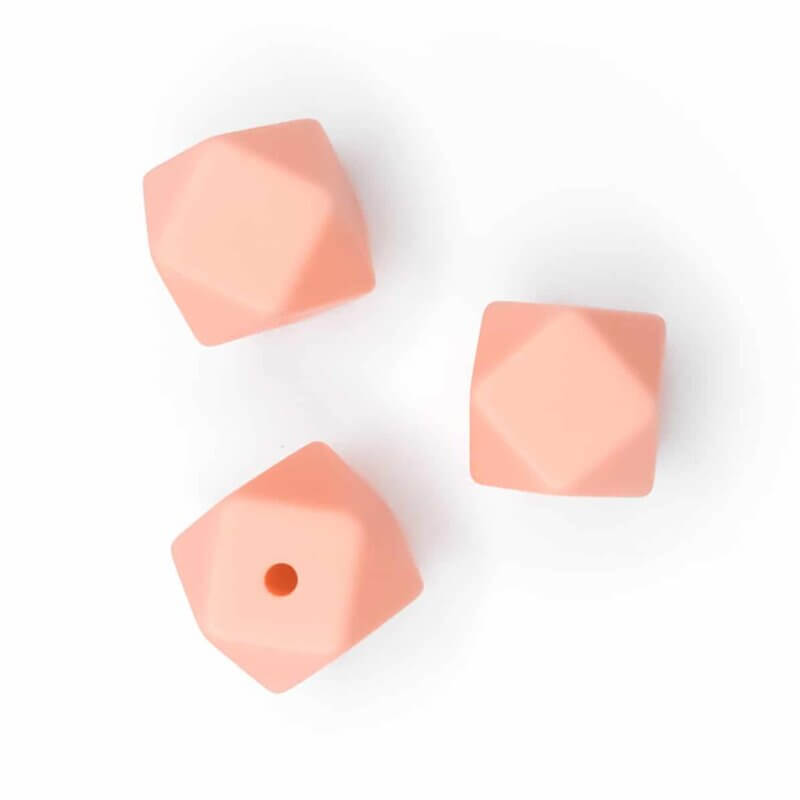 Silicone beads hexagon cantaloupe bpa free child safe