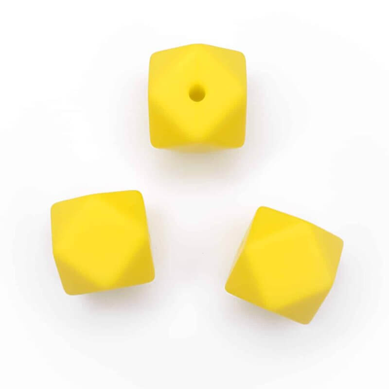 Silicone beads hexagon bright yellow bpa free