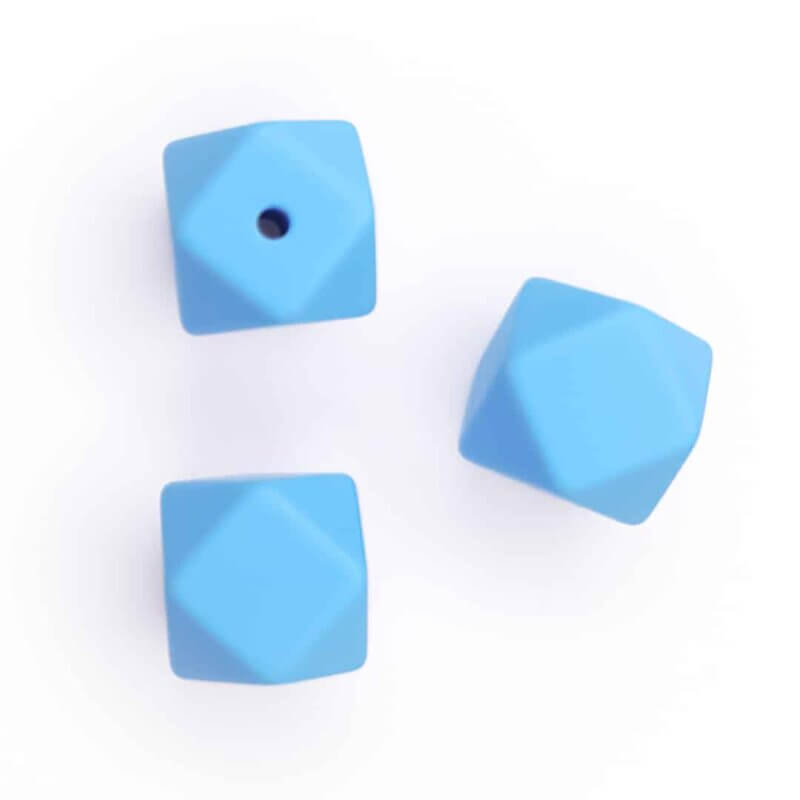 Silicone beads hexagon sky blue bpa free teething ring