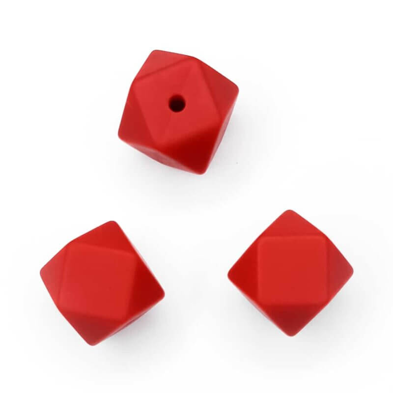 Silicone beads hexagon coral red bpa free red coral