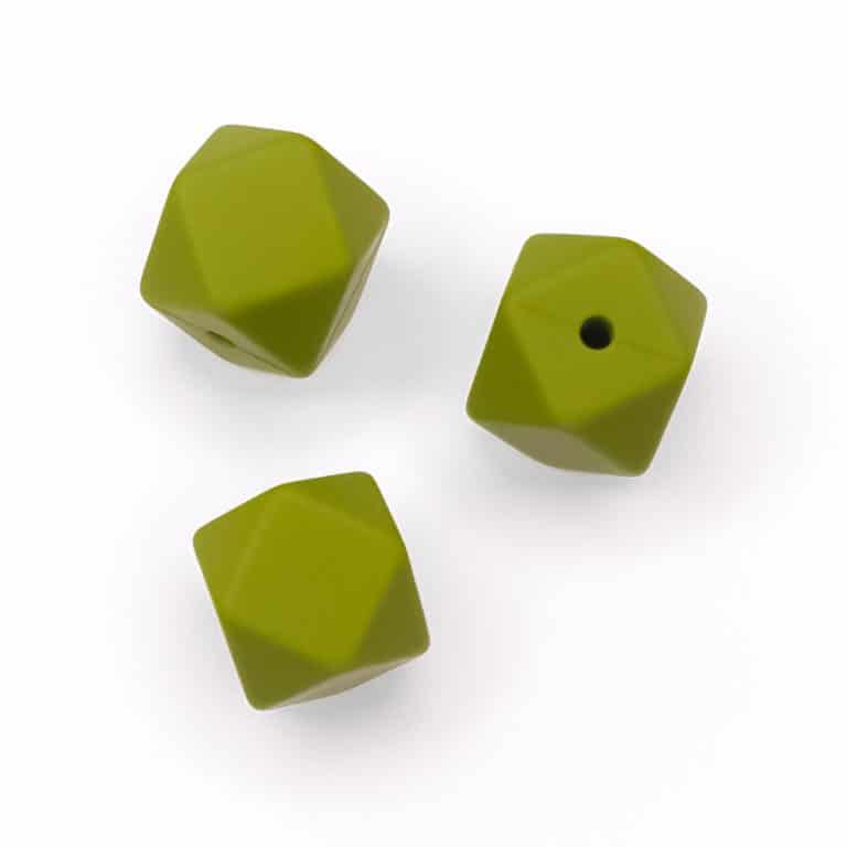 Siliconen kralen hexagon lime groen bpa vrij baby veilig