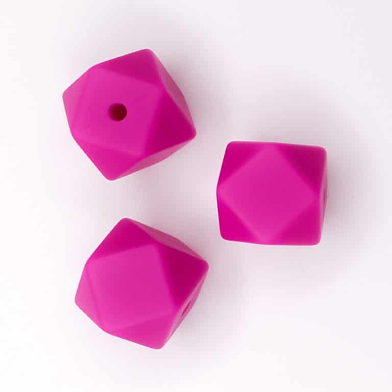 Siliconen kralen hexagon magenta bpa vrij kind veilig