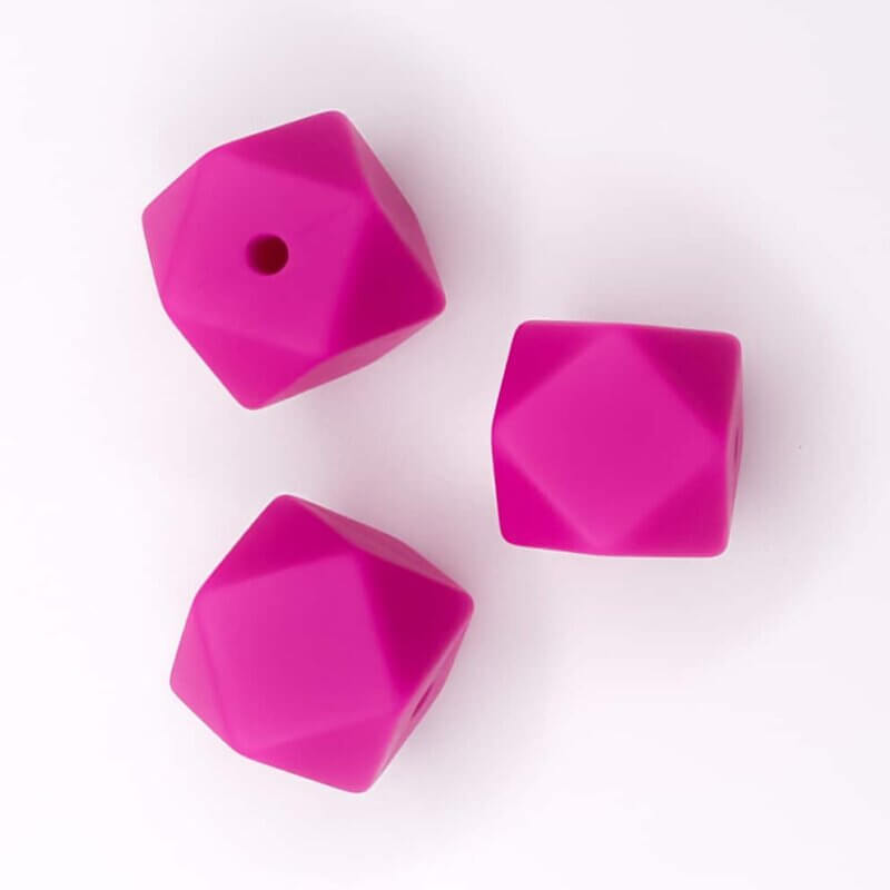 Silicone beads hexagon magenta bpa free child safe