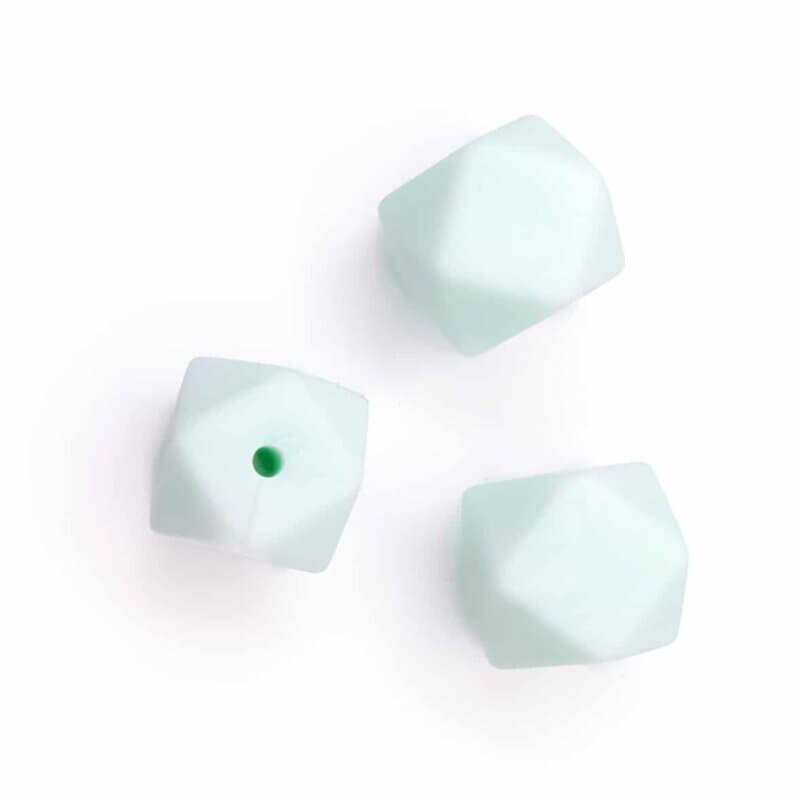 Silicone beads hexagon marble mint green light swirl