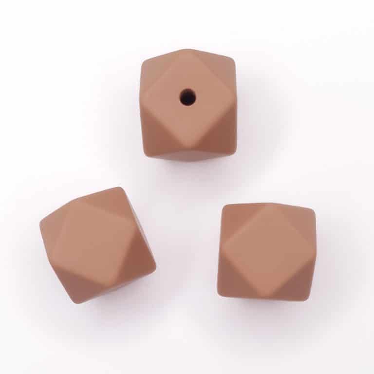 Siliconen kralen hexagon milk chocolate bpa vrij