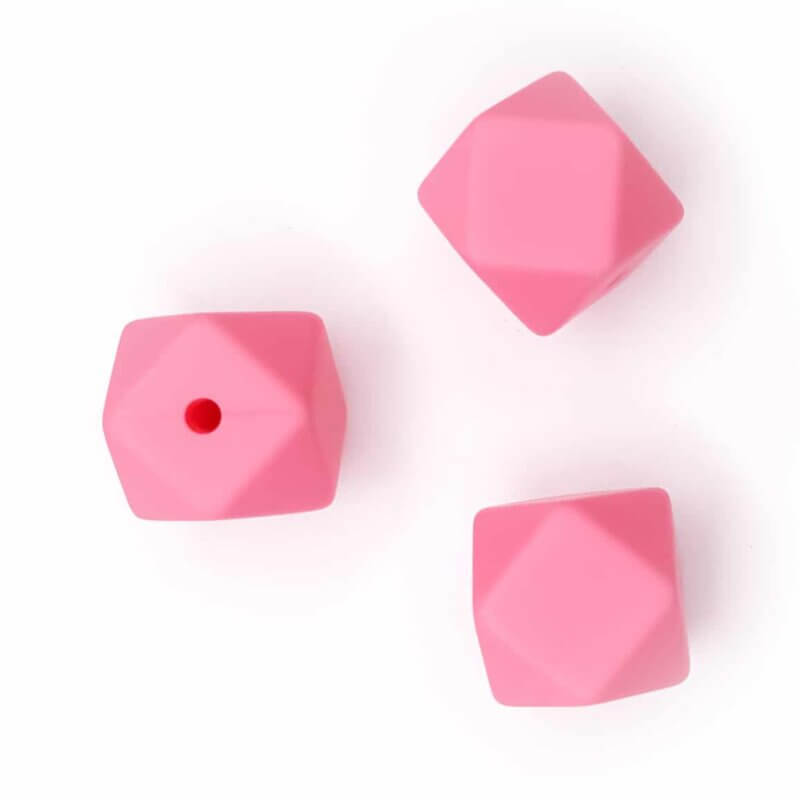 Silicone beads hexagon powder pink bpa free child safe