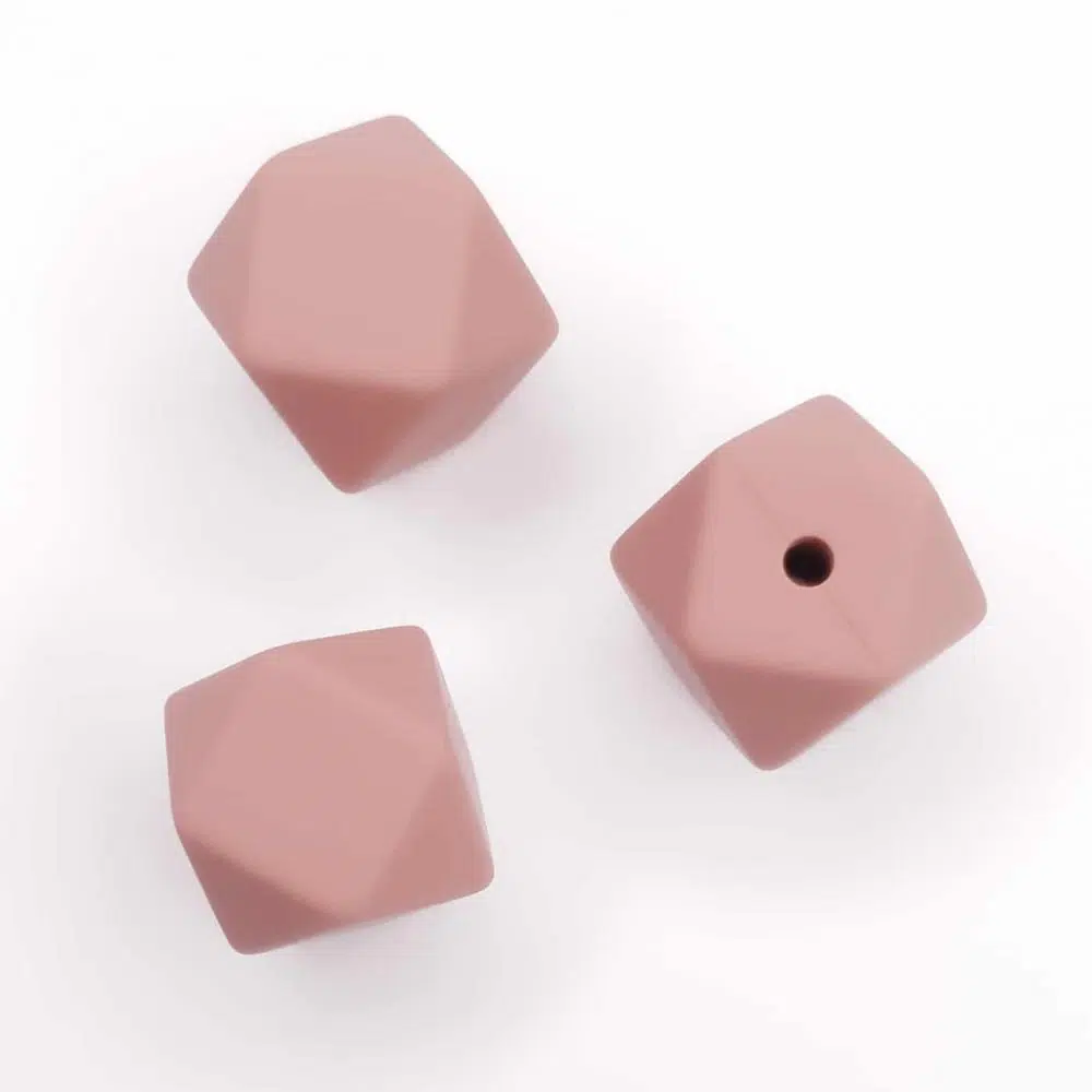 Siliconen kralen hexagon rosewood