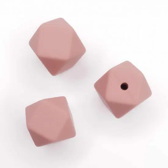 Siliconen kralen hexagon rosewood