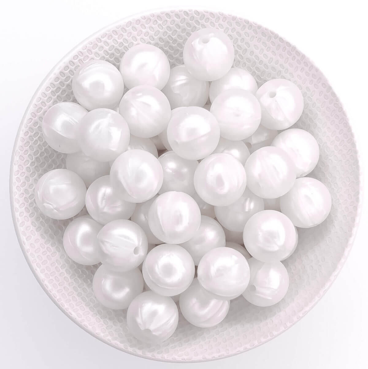 Silikonperlen kindersicher 15 mm metallisch perlweiß bpa frei