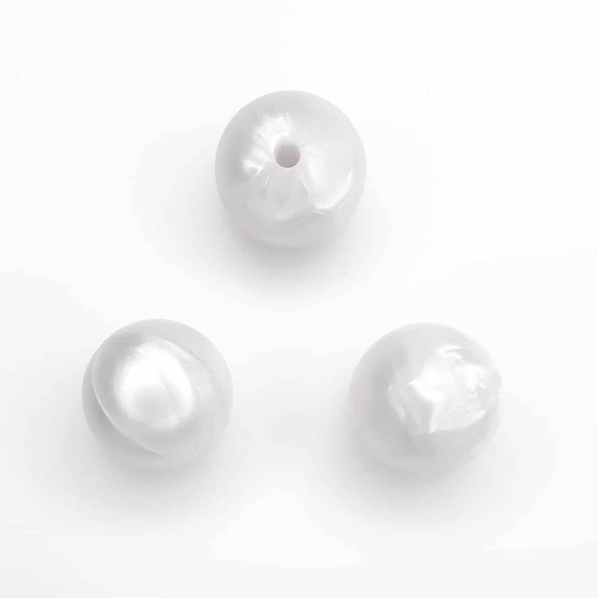 Silikon Perlen metallische Perle weiß 15 mm Großhandel Baby sicher bpa frei