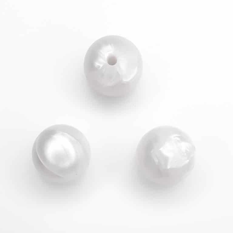 Silicone beads metallic pearl white 15 mm wholesale baby safe bpa free