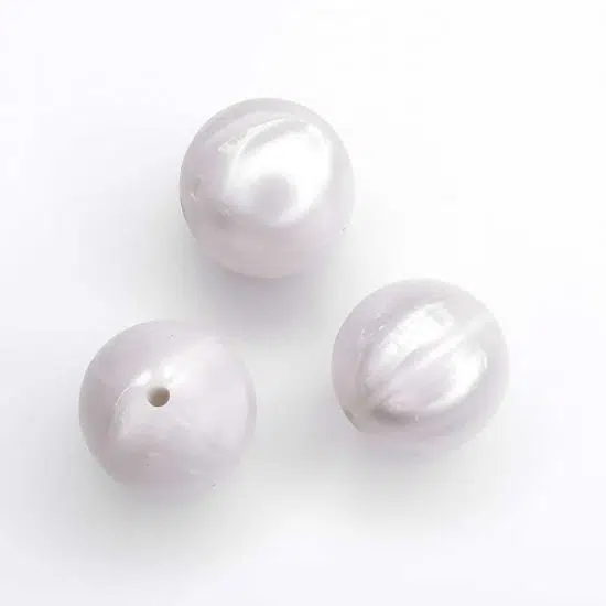 Siliconen kralen metallic parel wit 19 mm rond baby veilig bpa vrij