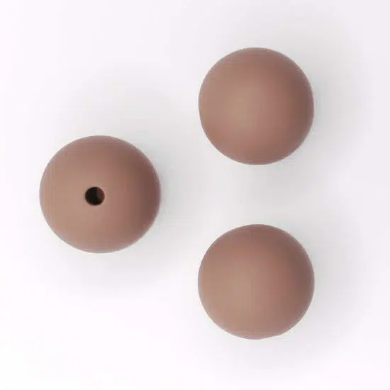 Siliconen kralen milk chocolate 15 mm rond