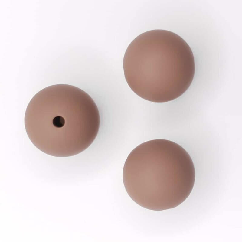 Silicone beads milk chocolate 15 mm round