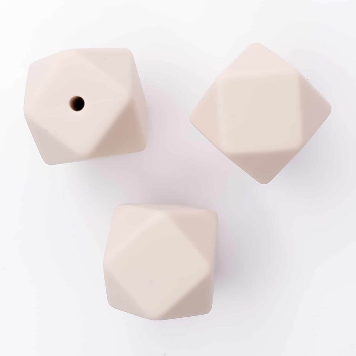 Silicone beads old lace cream 17 mm hexagon bpa free