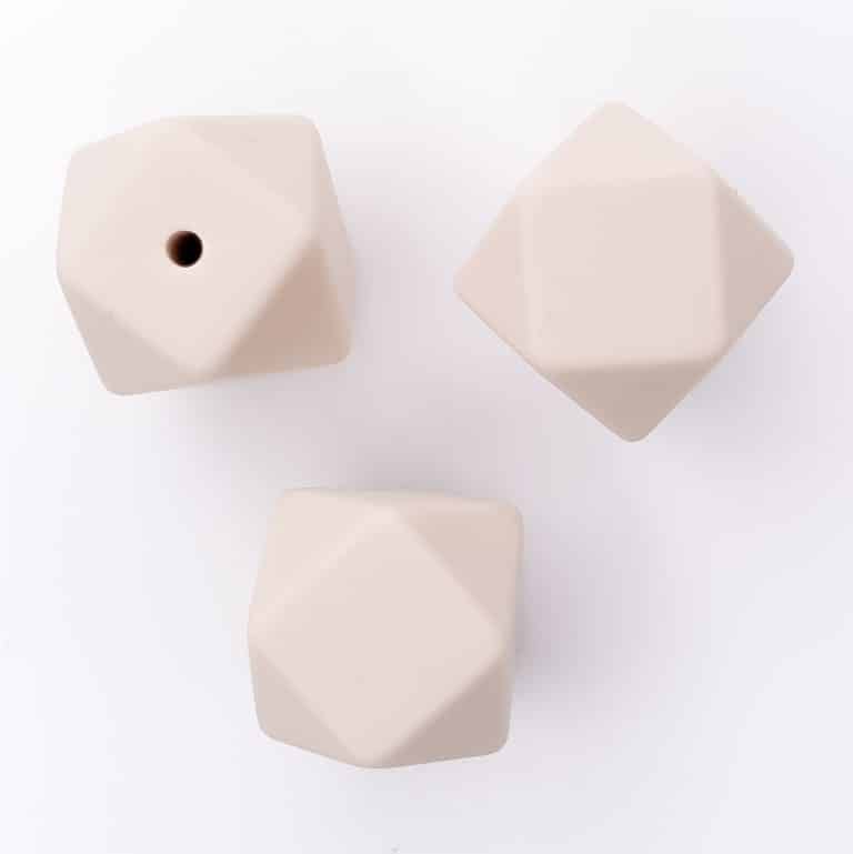 Silicone beads old lace cream 17 mm hexagon bpa free