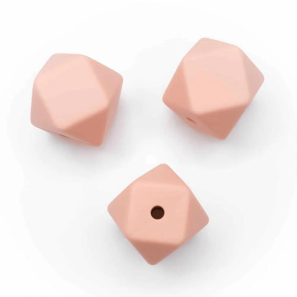 Siliconen kralen perzik nude bpa vrij hexagon