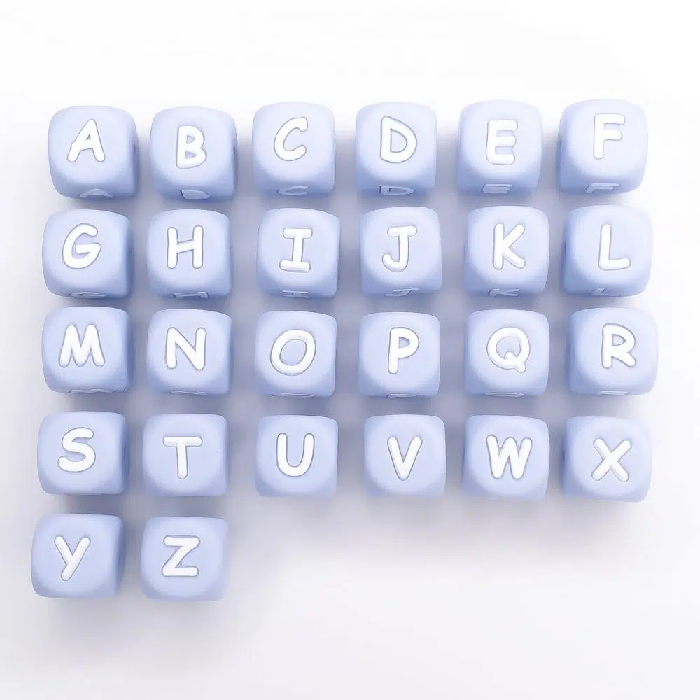 Siliconen letterkralen blauw licht poeder bpa vrij