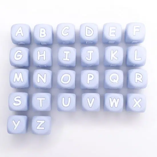 Siliconen letterkralen blauw licht poeder bpa vrij