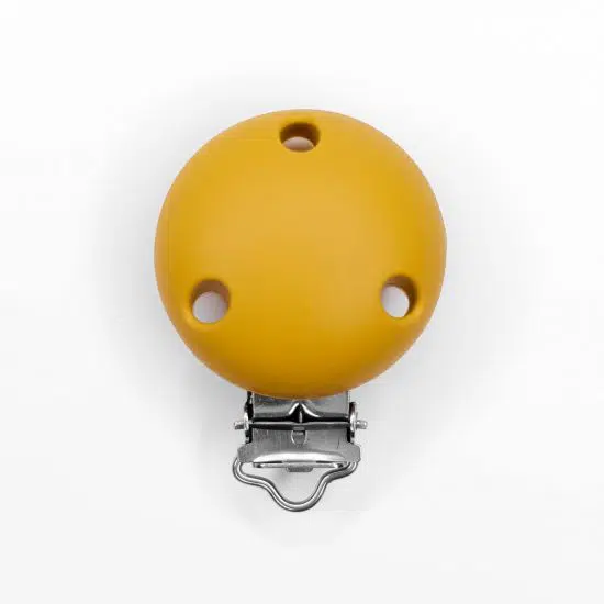 Siliconen speenclip bpa vrij oker geel baby veilig met gaatjes