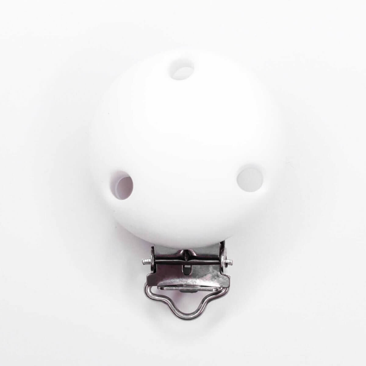 Attache-sucette en silicone blanc bpa free baby safe avec trous