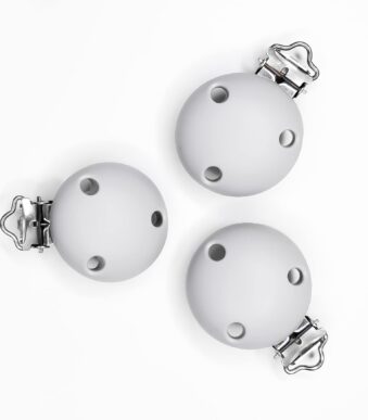 Siliconen speenclip met gaatjes baby veilig bpa vrij licht grijs