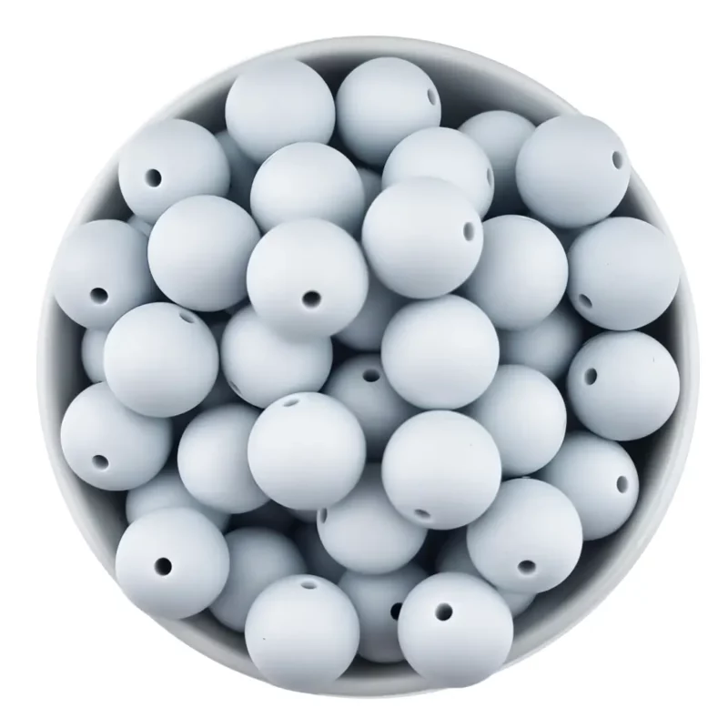Siliconen kralen 20 mm - Rond - IJs grijs