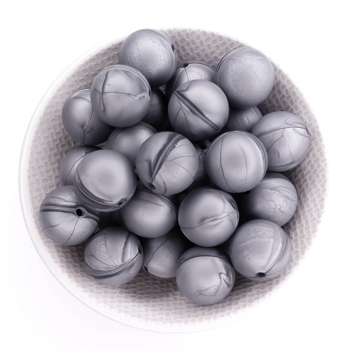 Silberne metallische Silikonperlen bpa frei 19 mm