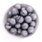 Silver metallic silicone beads bpa free 19 mm
