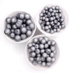 Silver metallic silicone beads bpa free overview sizes round