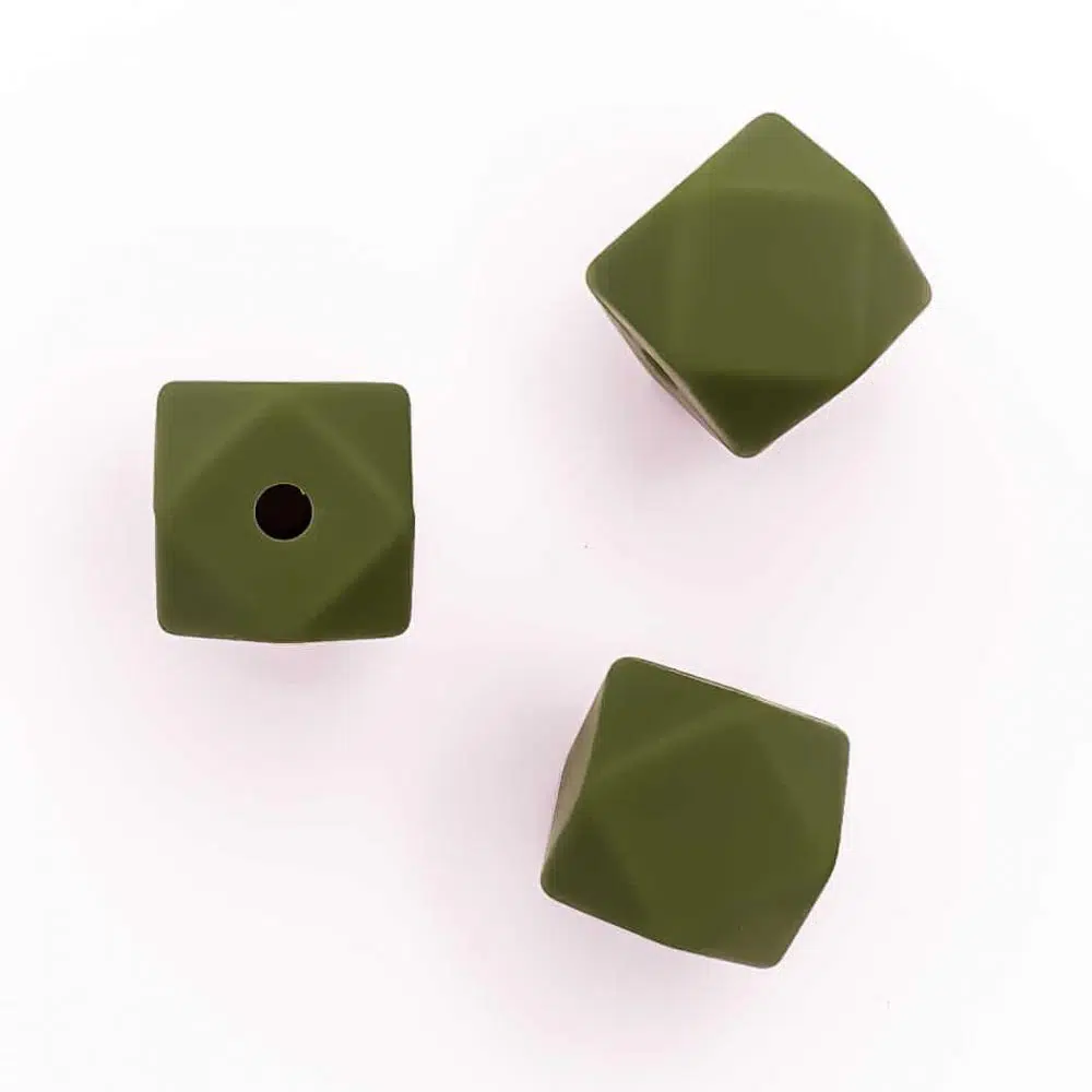 siliconen kralen hexagon 11 mm bpa vrij groothandel mos groen