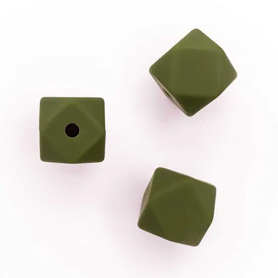 siliconen kralen hexagon 11 mm bpa vrij groothandel mos groen